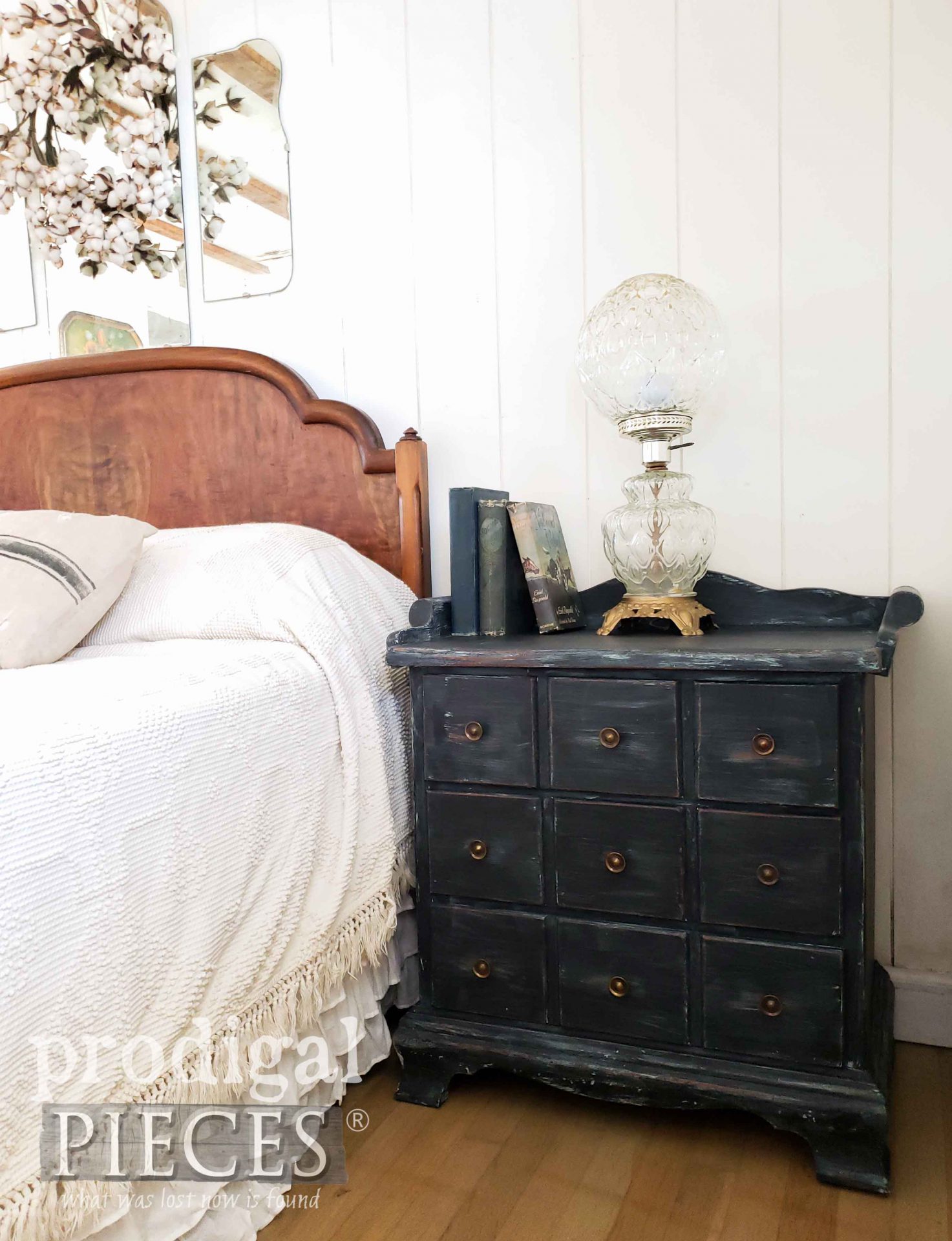 Simple Farmhouse Bedroom Decor with Farmhouse Nightstand by Larissa of Prodigal Pieces | prodigalpieces.com #prodigalpieces #bedroom #farmhouse #home #homedecor