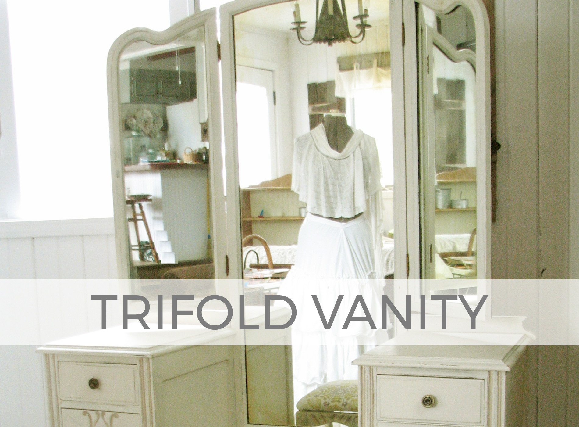 Antique Vanity Dressing Table with Trifold Mirror by Larissa of Prodigal Pieces | prodigalpieces.com #prodigalpieces #furniture #home #diy #homedecor