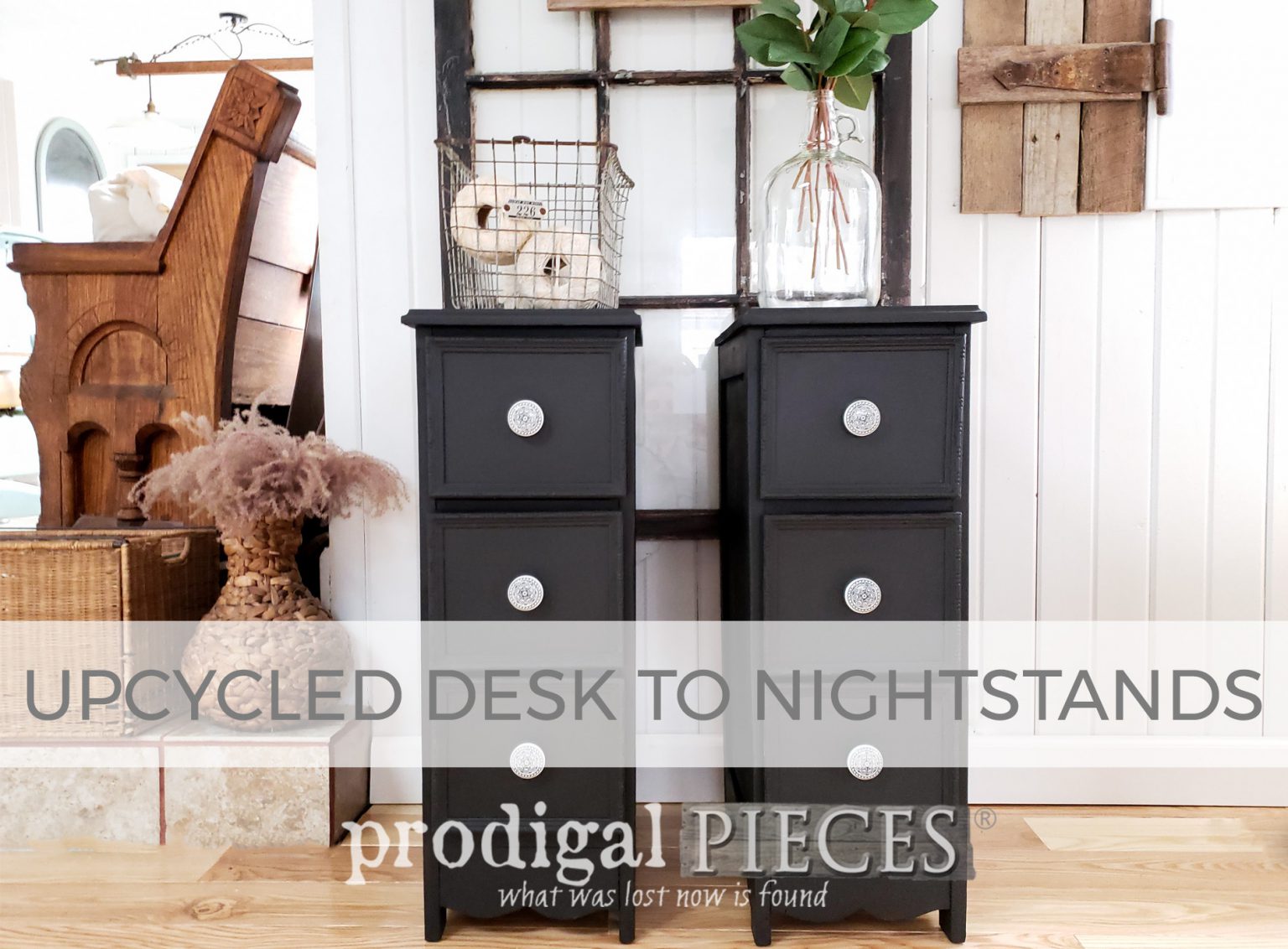Upcycled Desk to Nightstands Tutorial by Larissa of Prodigal Pieces | prodigalpieces.com #prodigalpieces