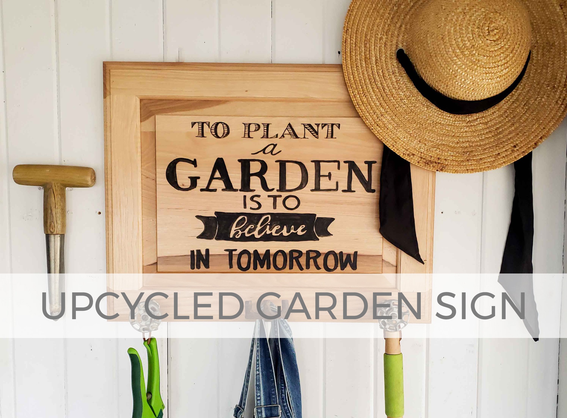 Upcycled Garden Sign Cupboard Door by Prodigal Pieces | prodigalpieces.com