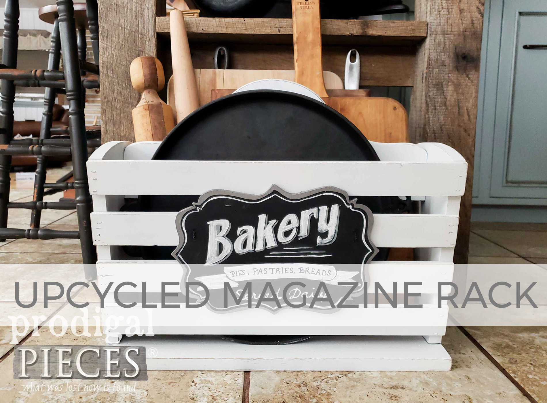 Upcycled Magazine Rack for Kitchen Decor by Larissa of Prodigal Pieces | prodigalpieces.com