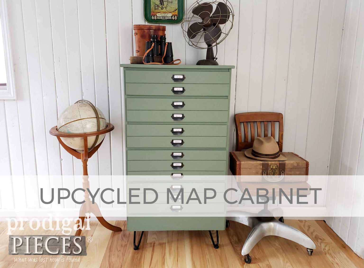 An Outdated Chest of Drawers Becomes an Upcycled Map Cabinet by Livin' Real with Larissa | livinrealwithlarissa.com