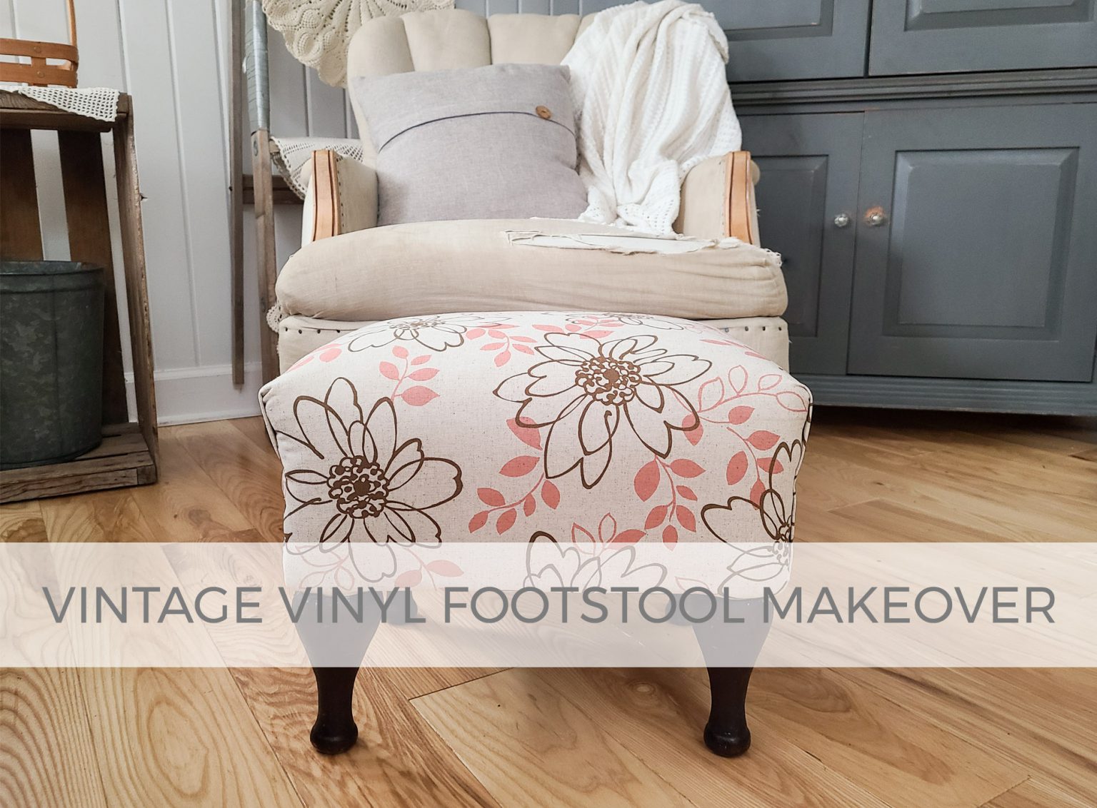 Vintage Vinyl Footstool Makeover by Larissa of Prodigal Pieces | prodigalpieces.com #prodigalpieces #furniture