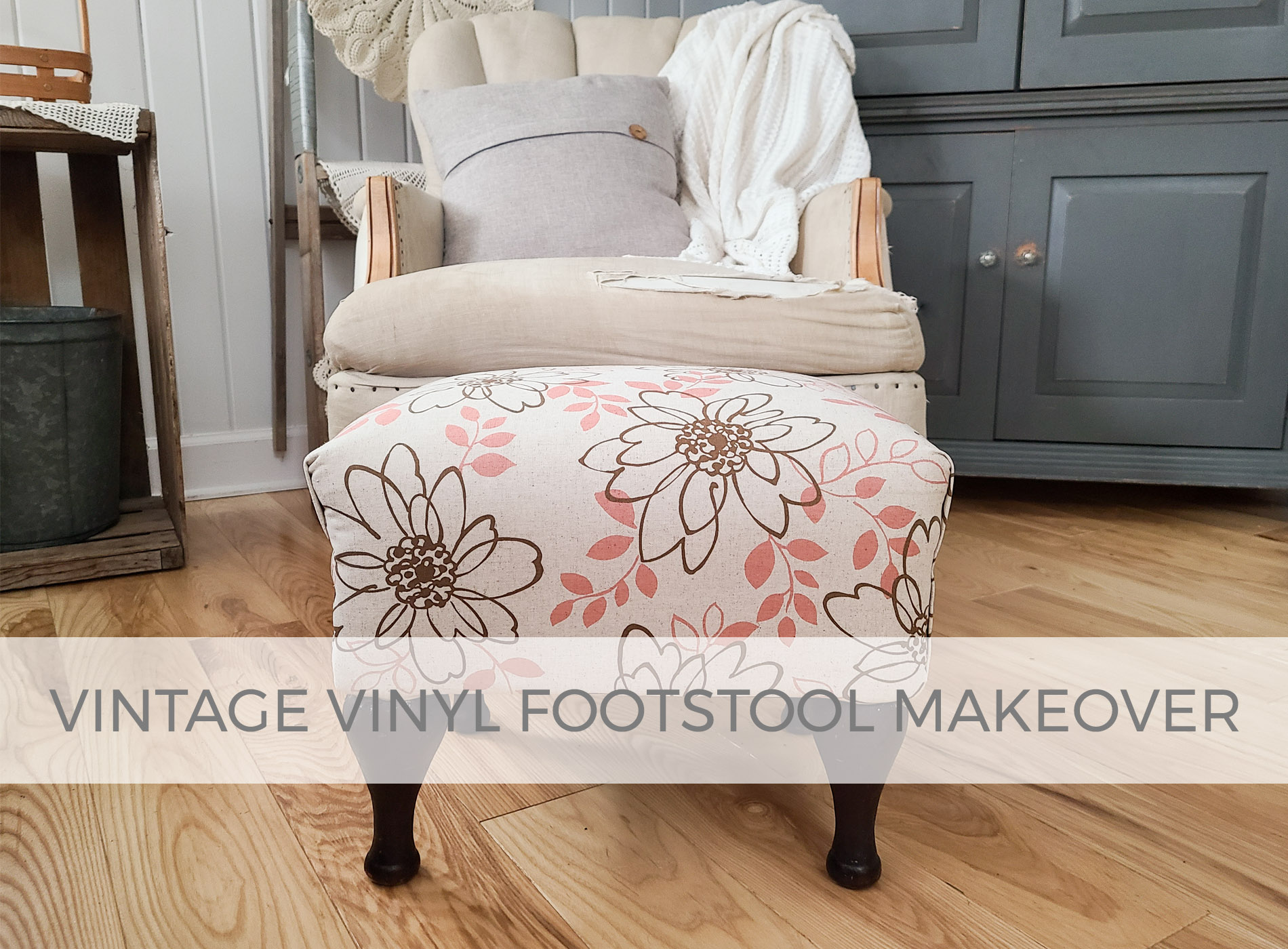Vintage Vinyl Footstool Makeover by Larissa of Prodigal Pieces | prodigalpieces.com #prodigalpieces #furniture