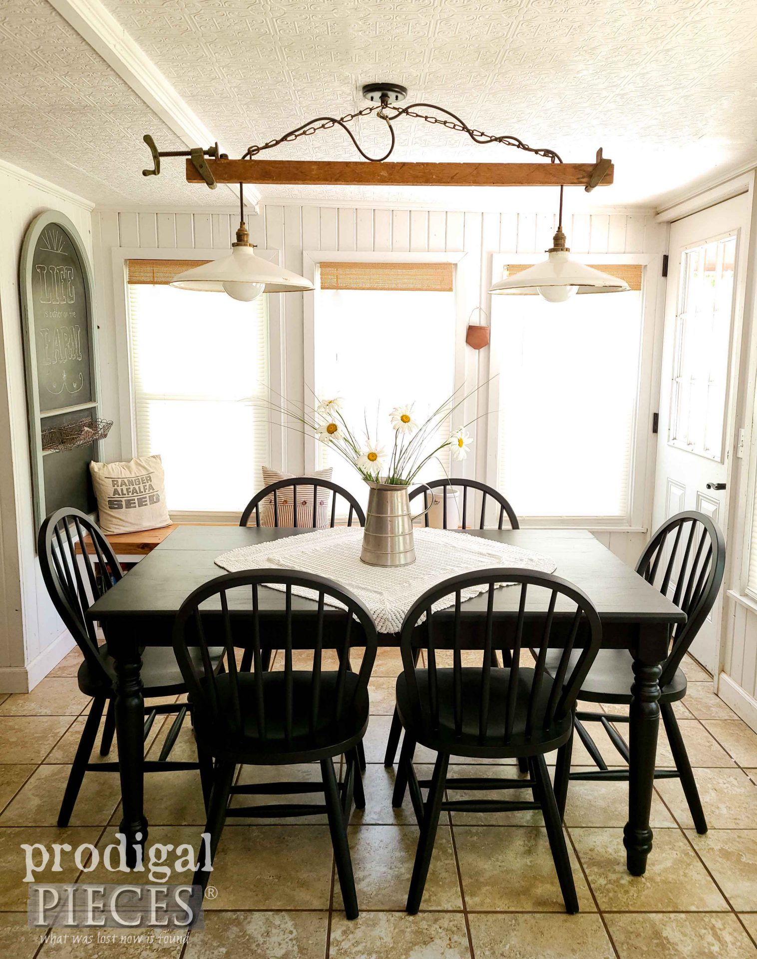 Farmhouse Dining Table Set Refinished by Larissa of Prodigal Pieces | prodigalpieces.com #prodigalpieces #furniture #farmhouse #diy #home #dining #homedecor