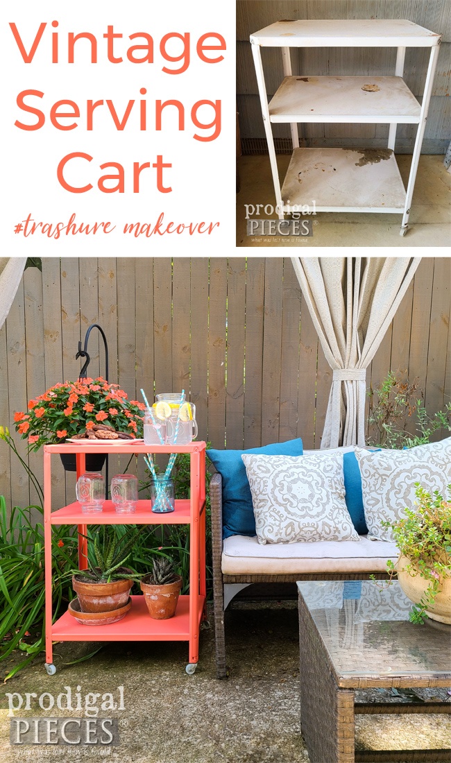 Found on the curb and ready for a makeover, this vintage serving cart got a pop of color by Larissa of Prodigal Pieces | prodigalpieces.com #prodigalpieces #diy #furniture #home #homedecor #vintage #retro