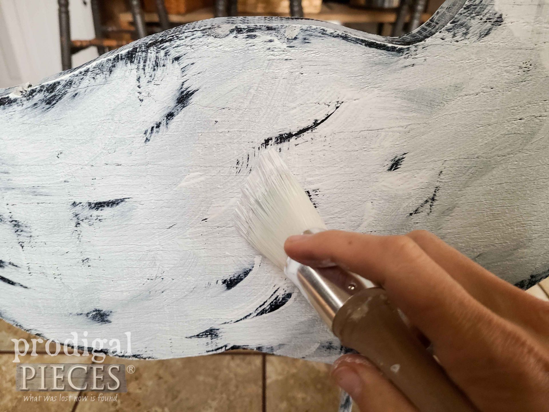 Dry Brushing Paint on Shabby Chic Swan | prodigalpieces.com