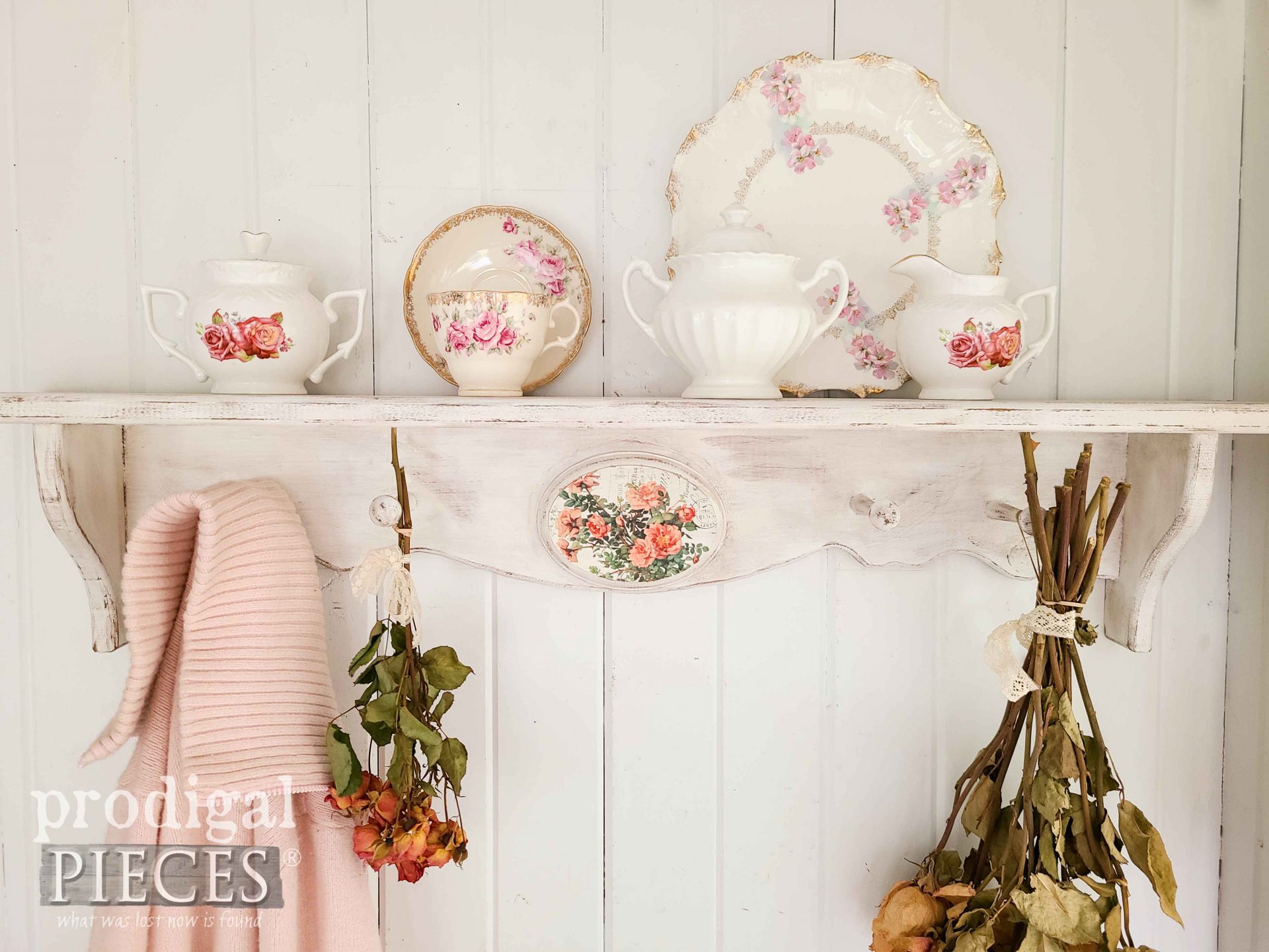 Vintage Shabby Chic Coat Rack Shelf for Thrifty Decor Makeovers by Prodigal Pieces | prodigalpieces.com #prodigalpieces #shabbychic #diy #home #homedecor