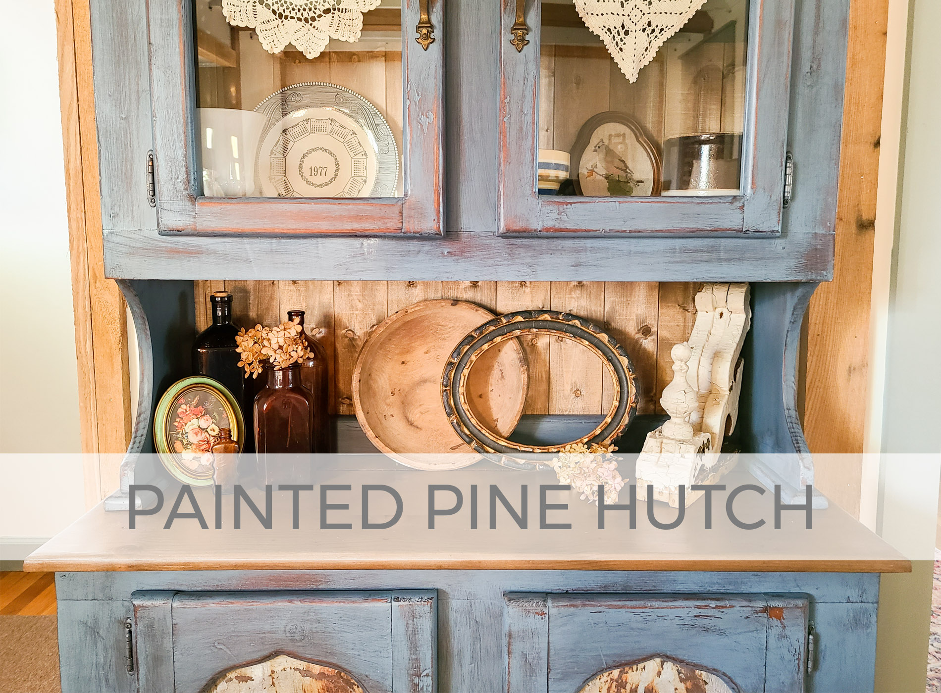 Blue Painted Pine Hutch by Larissa of Prodigal Pieces | prodigalpieces.com #prodigalpieces