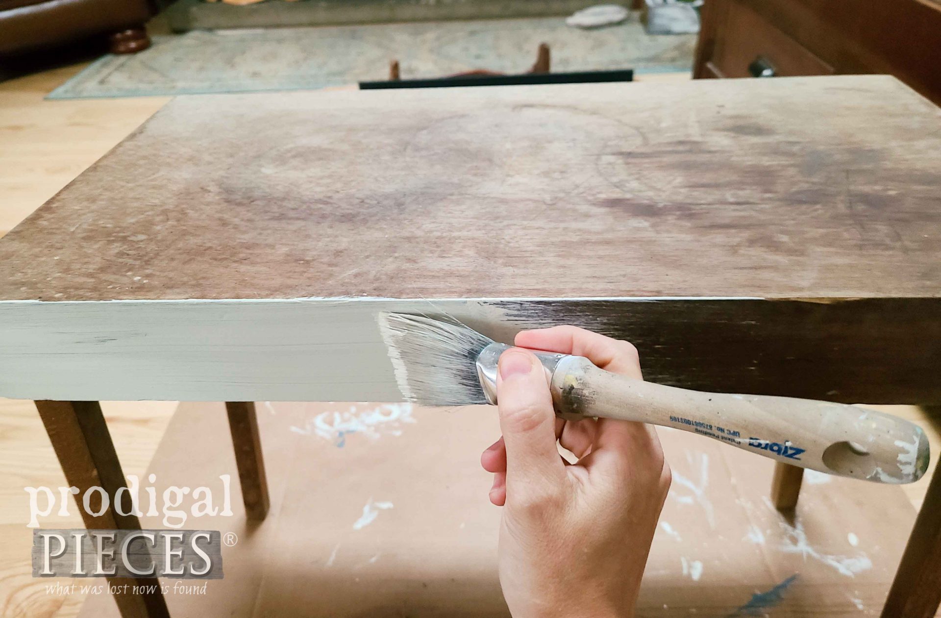 Painting Vintage Folding Table with White Paint by Larissa of Prodigal Pieces | prodigalpieces.com #prodigalpieces 