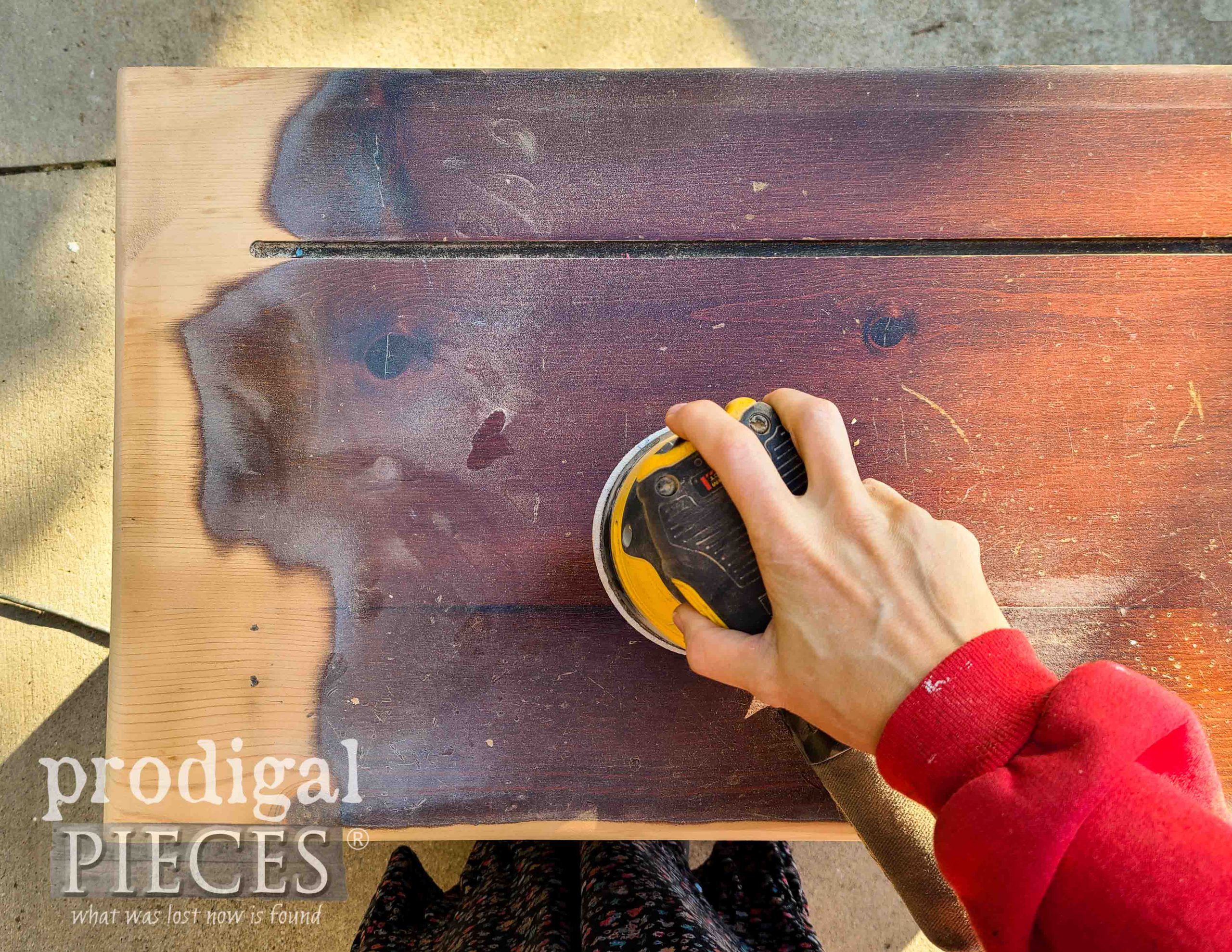 Sanding Pine Hutch for Makeover by Prodigal Pieces | prodigalpieces.com