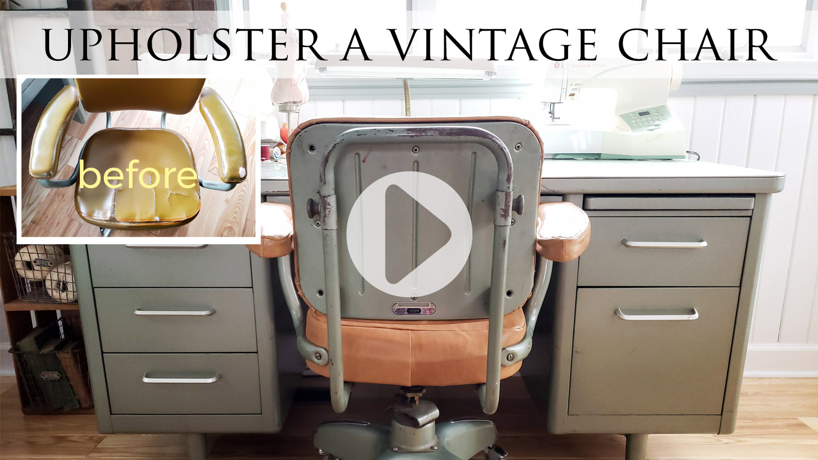 How to Upholster a Vintage Office Chair Video Tutorial by Larissa of Prodigal Pieces | prodigalpieces.com #prodigalpieces