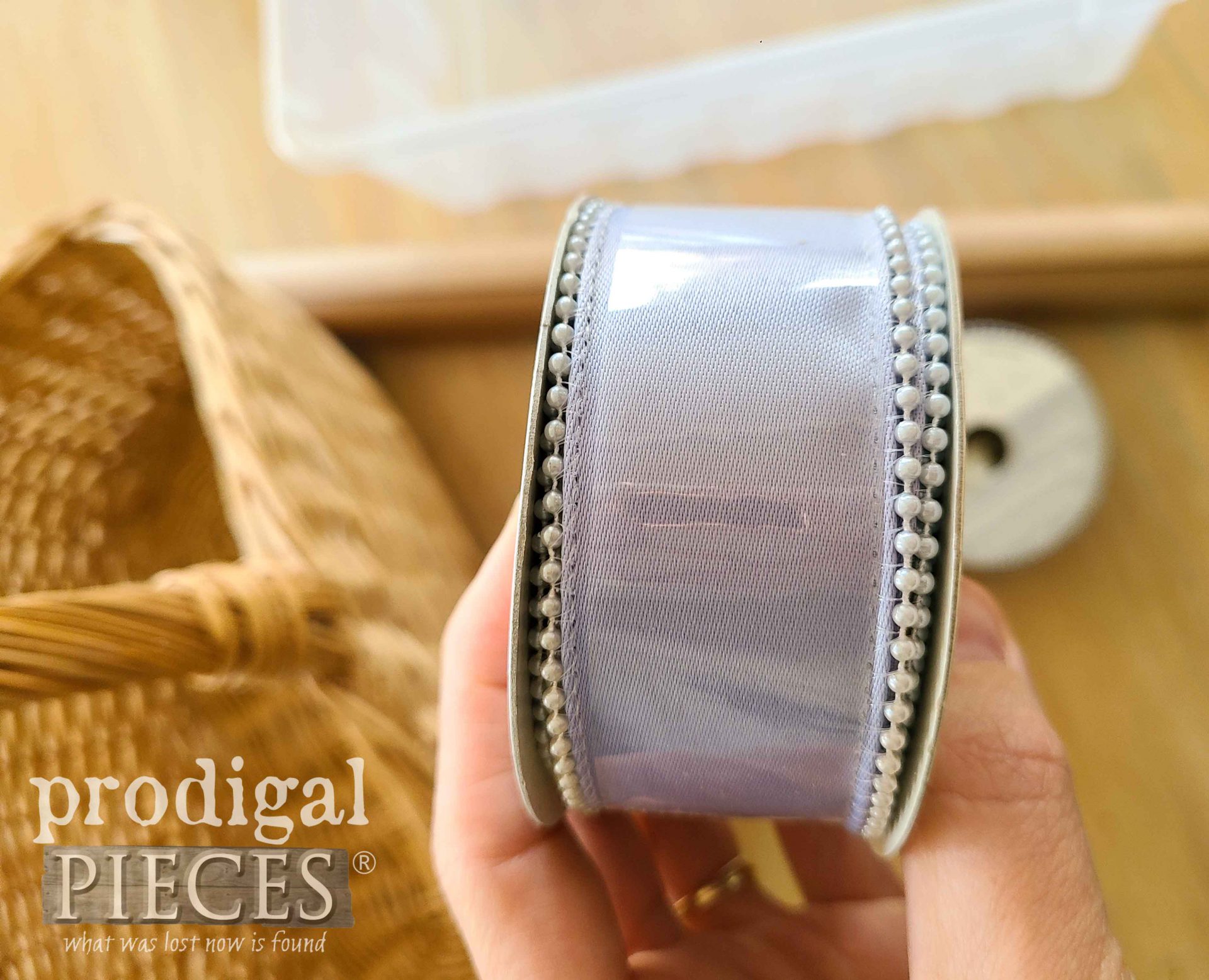 Lavender Beaded Ribbon for DIY Easter Centerpiece | prodigalpieces.com #prodigalpieces