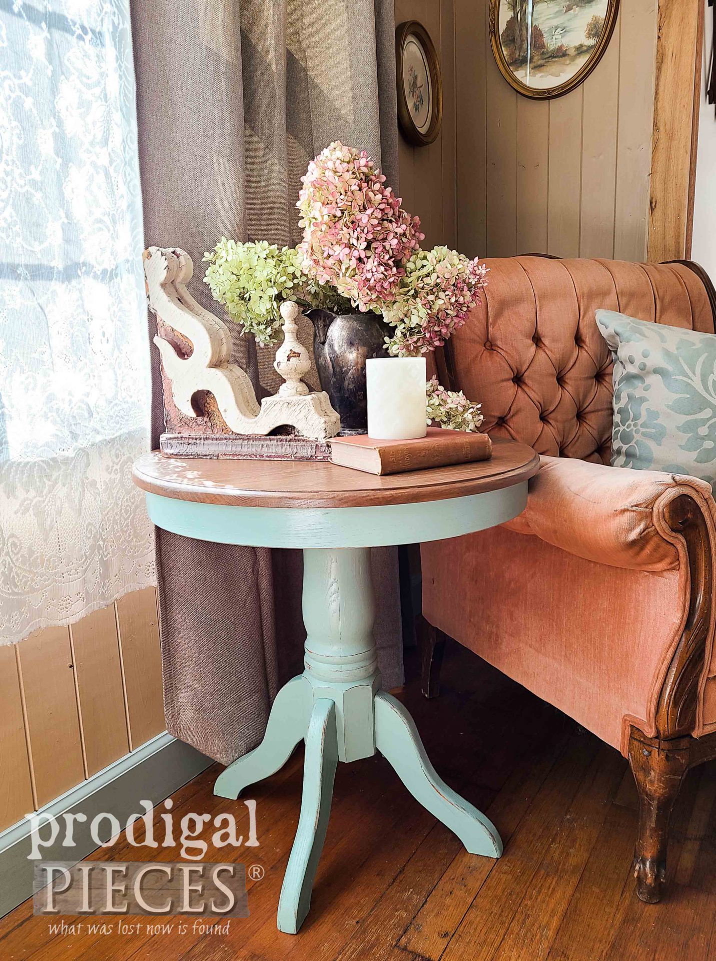 Farmhouse Style Oak Pedestal Table by Larissa of Prodigal Pieces | prodigalpieces.com #prodigalpieces #furniture #home