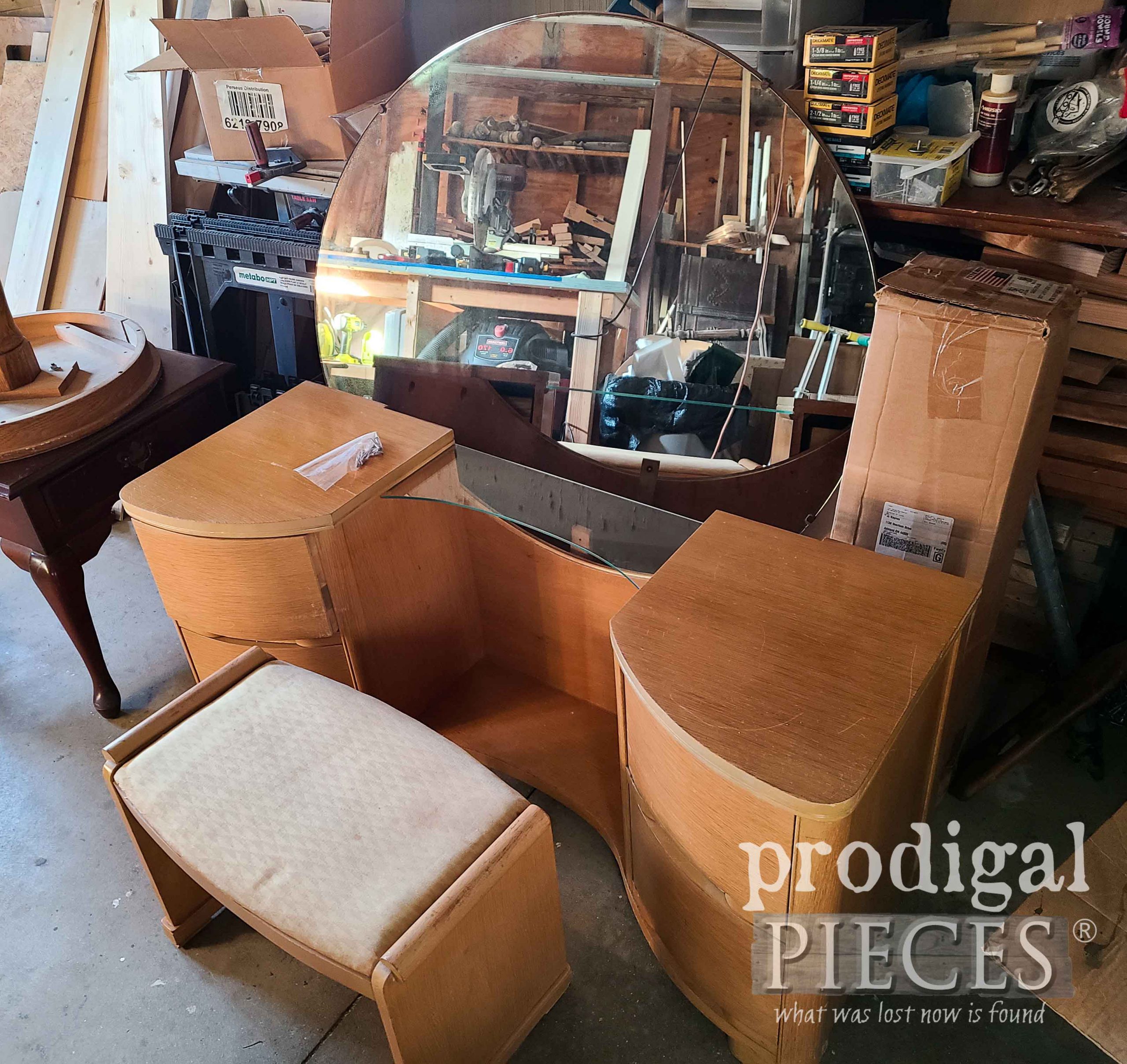Art Deco Dressing Table Before Makeover by Prodigal Pieces | prodigalpieces.com