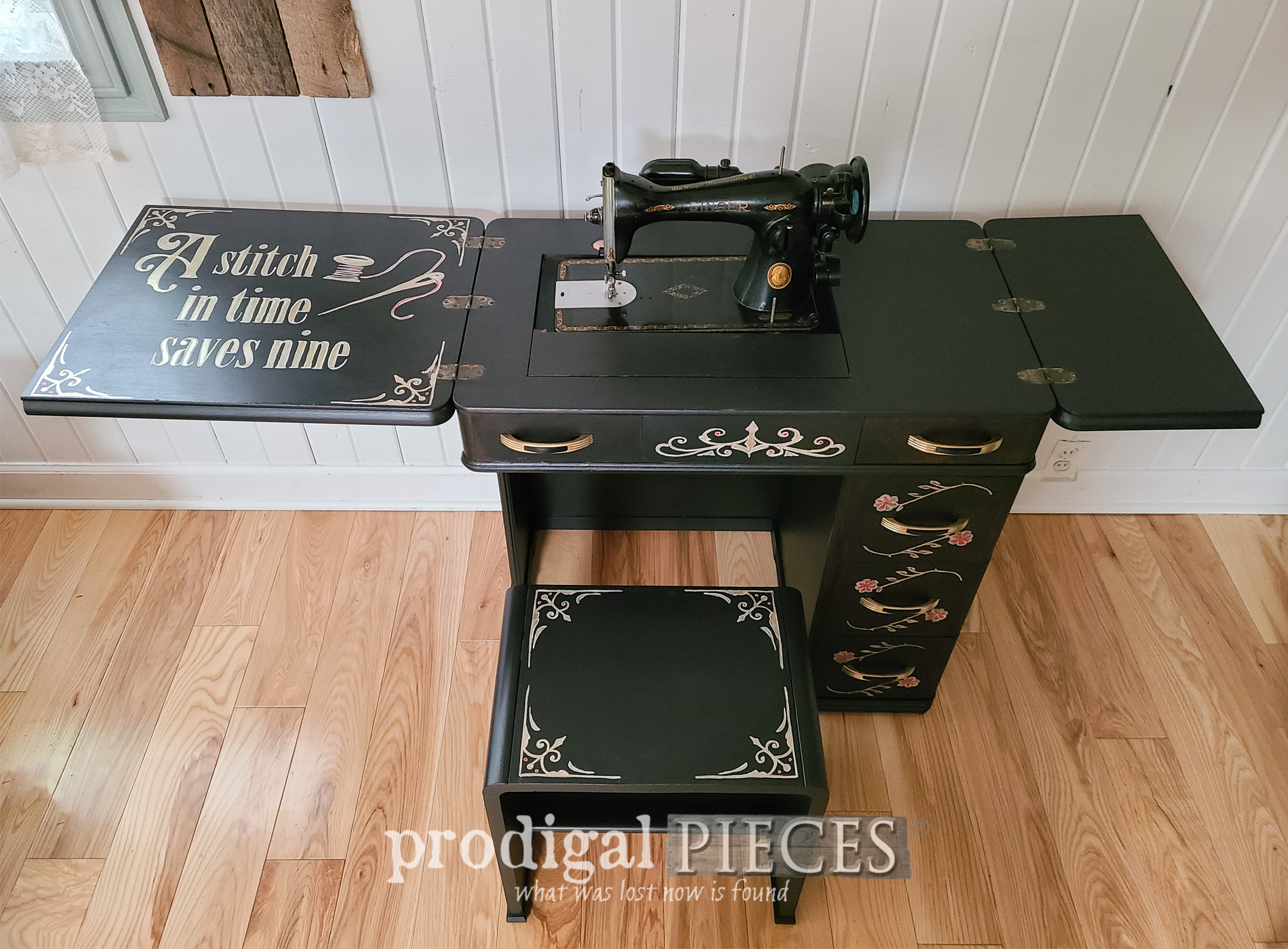 Featured Antique Art Deco Sewing Desk Set Makeover by Larissa of Prodigal Pieces | prodigalpieces.com #prodigalpieces #vintage #home #sewing #homedecor #diy #furniture #artdeco