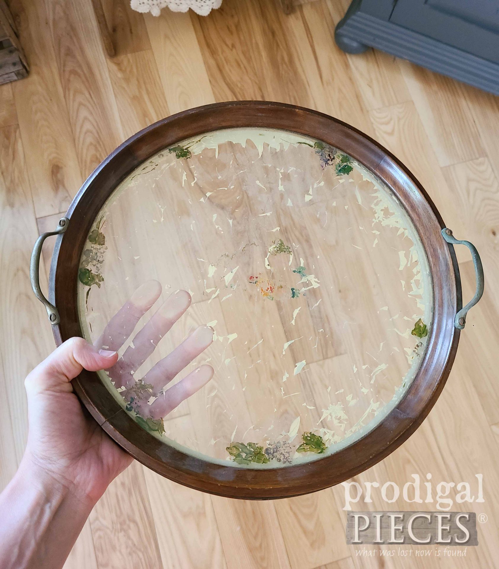 Round Glass Tray Before Makeover by Prodigal Pieces | prodigalpieces.com 