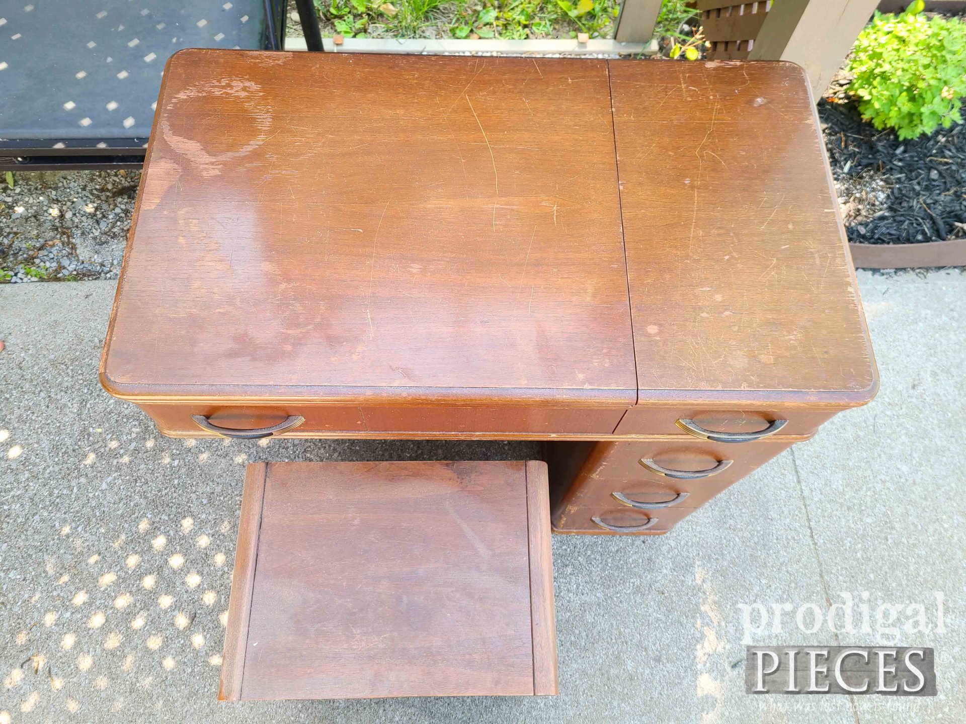 Art Deco Sewing Desk Damaged Top | prodigalpieces.com