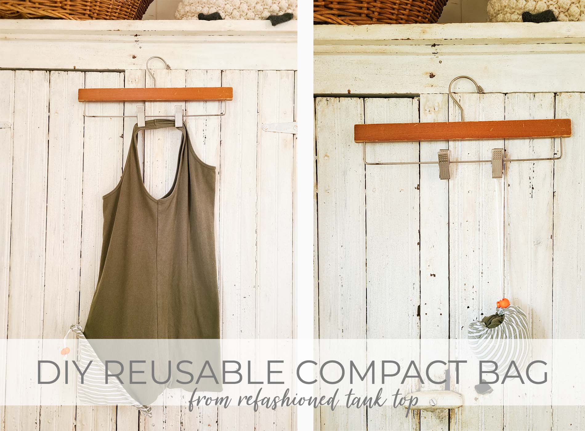 DIY Refashioned Reusable Compact Shopping Bag from Tank Top Tutorial by Larissa of Prodigal Pieces | prodigalpieces.com #prodigalpieces #sewing #refashion #handmade #shopping