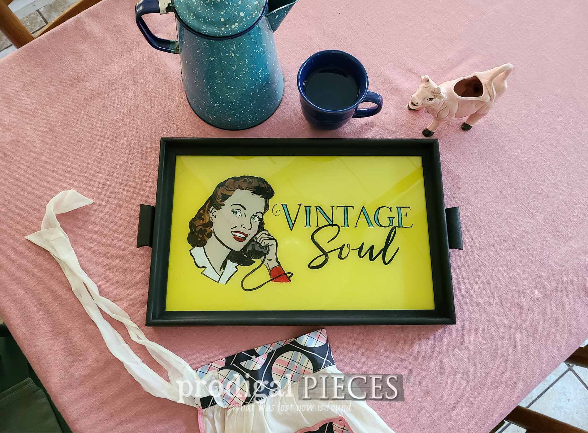 Featured Reverse Painting DIY on Vintage Serving Tray by Larissa of Prodigal Pieces | prodigalpieces.com #prodigalpieces #diy #vintage #retro #home #serving #homedecor