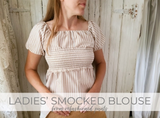 DIY Ladies' Smocked Blouse Refashion from Pants by Larissa of Prodigal Pieces | prodigalpieces.com #prodigalpieces #refashion #diy #fashion #women