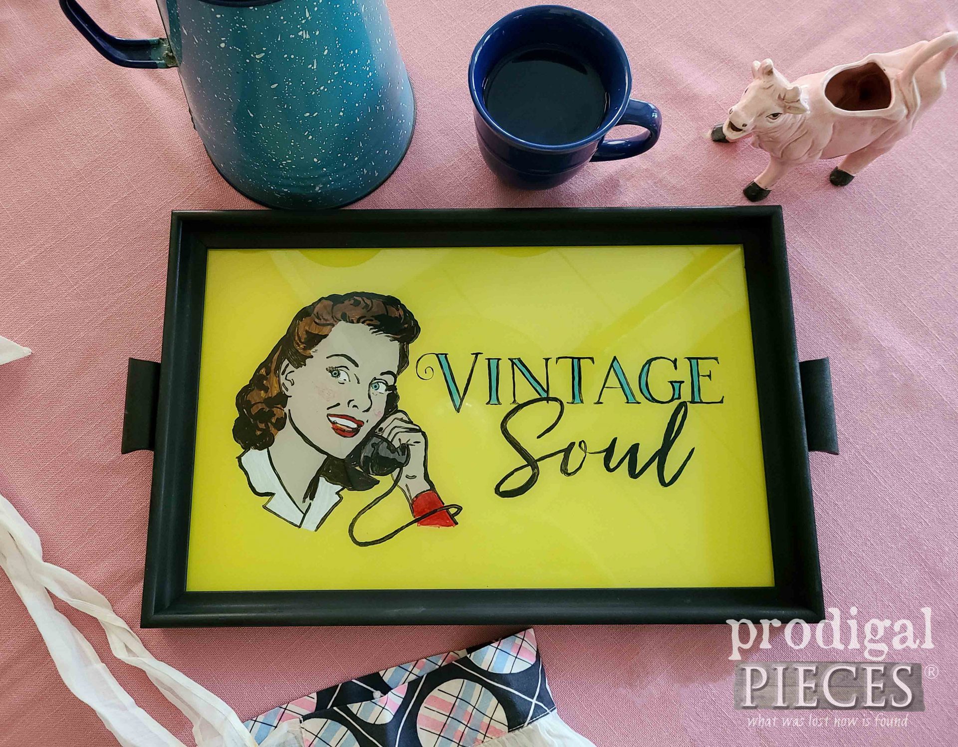 Vintage Soul Serving Tray with DIY Reverse Painting Tutorial by Larissa of Prodigal Pieces | prodigalpieces.com #prodigalpieces #vintage #retro #tray #home