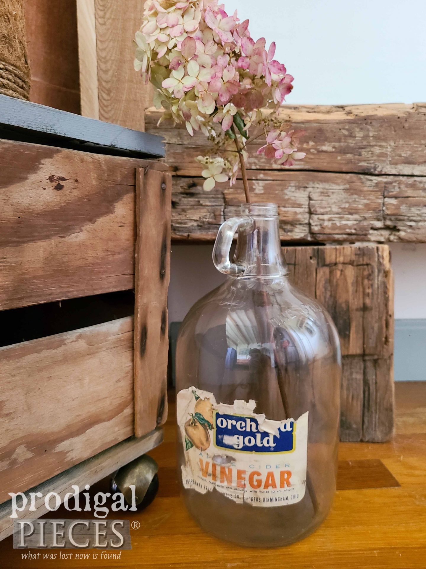 Vintage Vinegar Jug with Original Label by Larissa of Prodigal Pieces | prodigalpieces.com #prodigalpieces #rustic #fleamarket #vintage