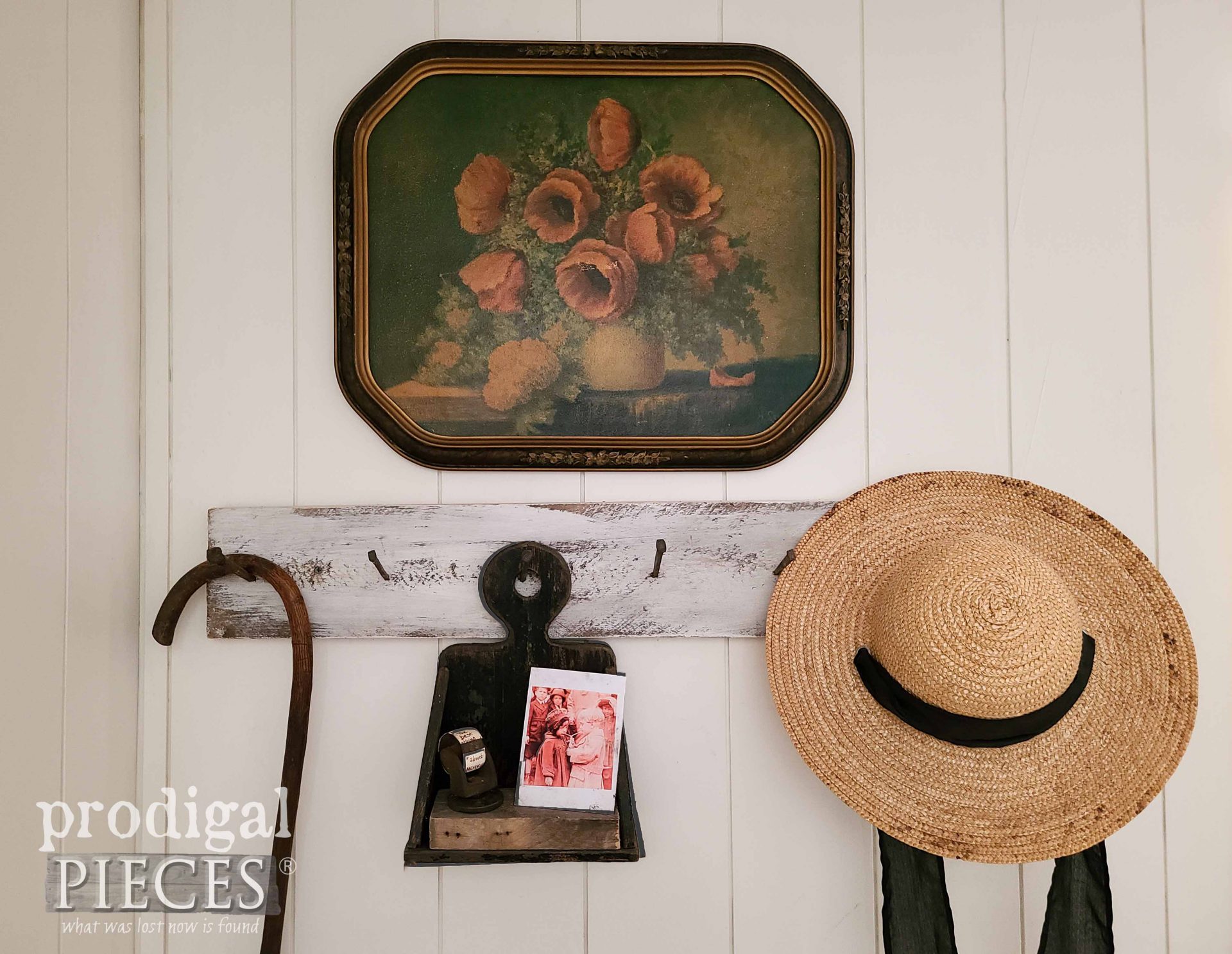 Rustic Chic Farmhouse Style Memory Shelf by Larissa of Prodigal Pieces | prodigalpieces.com #prodigalpieces #farmhouse #diy #home #homedecor