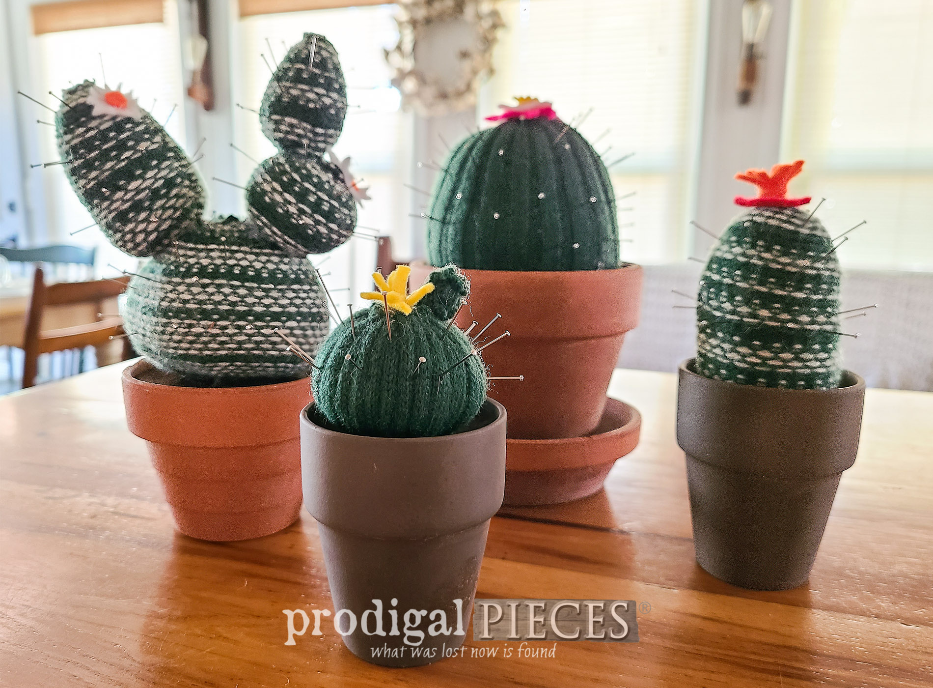 Featured Upcycled Sweater Cactus Pincushion by Larissa of Prodigal Pieces | prodigalpieces.com #prodigalpieces #diy #refashion #handmade #giftidea #cactus #succulent #crafts