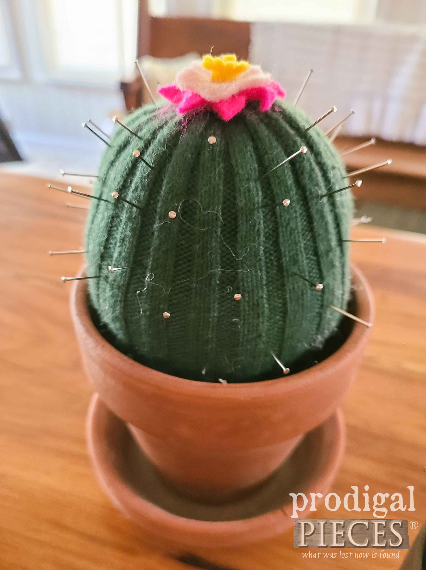 Upcycled Knit Sweater Cactus Pincushion by Larissa of Prodigal Pieces | prodigalpieces.com #prodigalpieces #handmade #home #crafts #giftidea