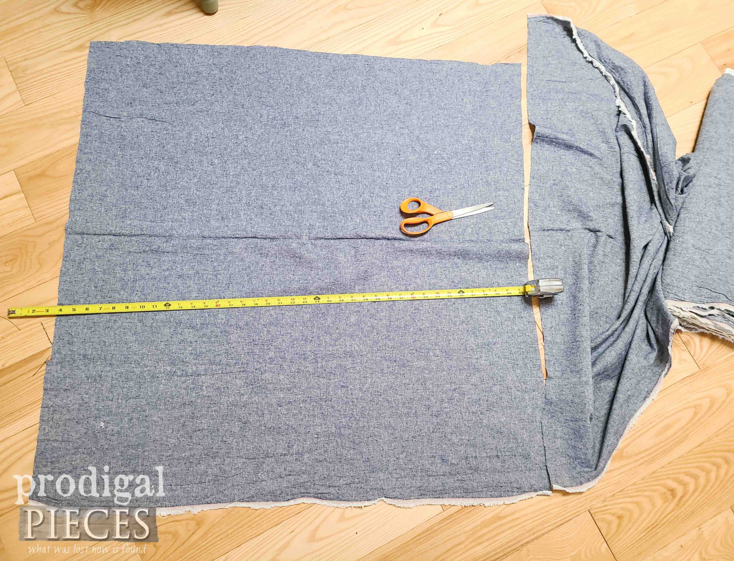 Cut Piece of Denim Linen Fabric for DIY Cat Cot | prodigalpieces.com