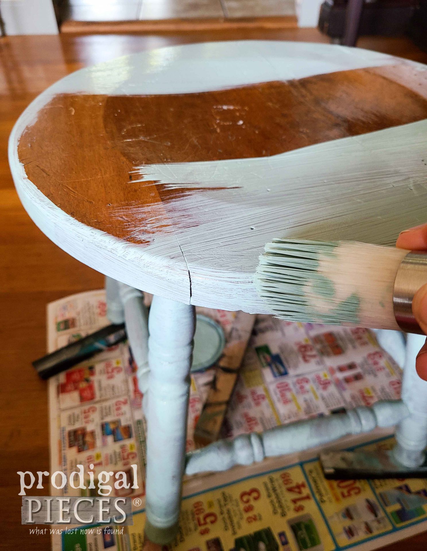 Painting Upcycled Bar Stool | prodigalpieces.com #prodigalpieces