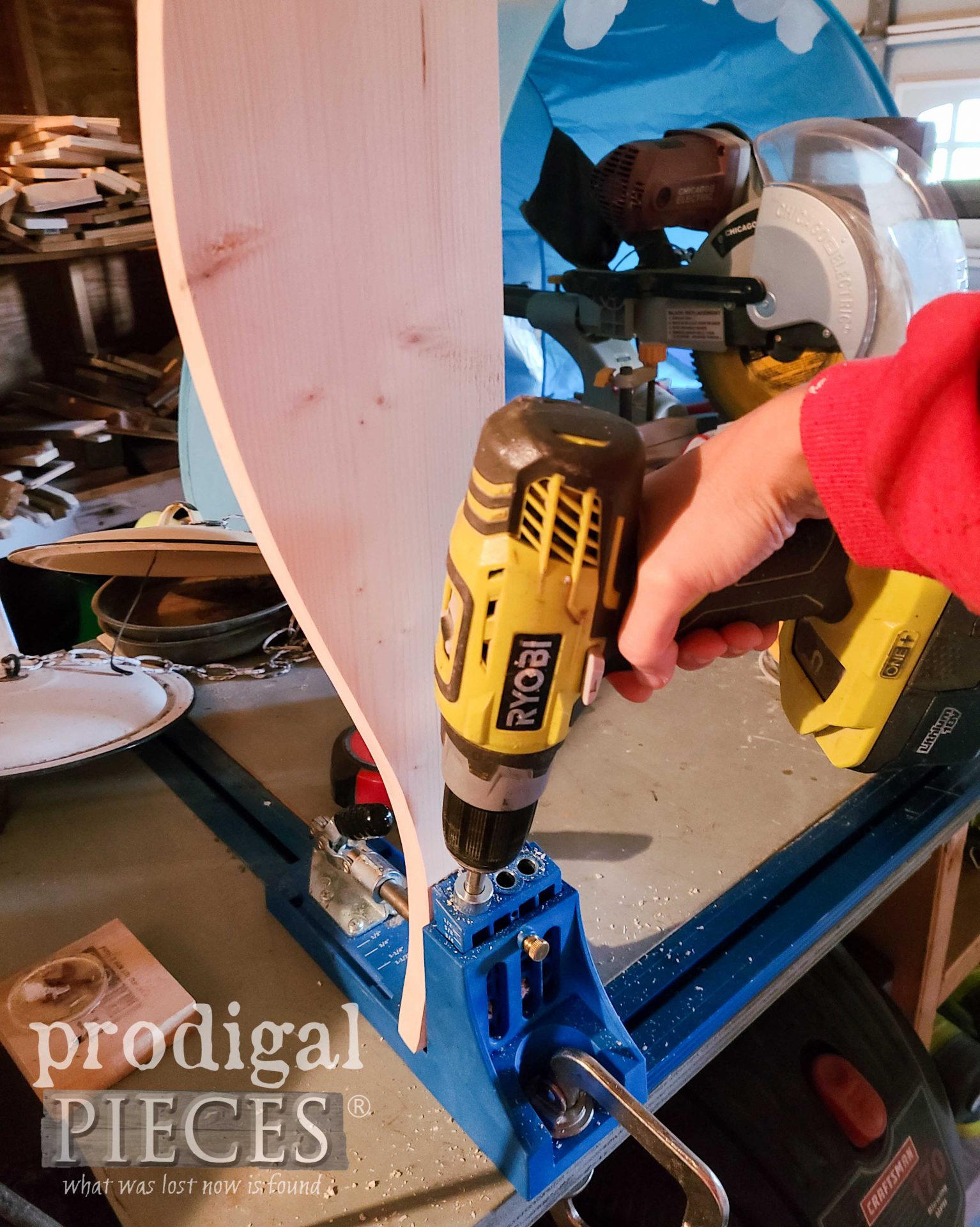 Pocket Hole Jig to Attach Board to Repurposed Headboard | prodigalpieces.com
