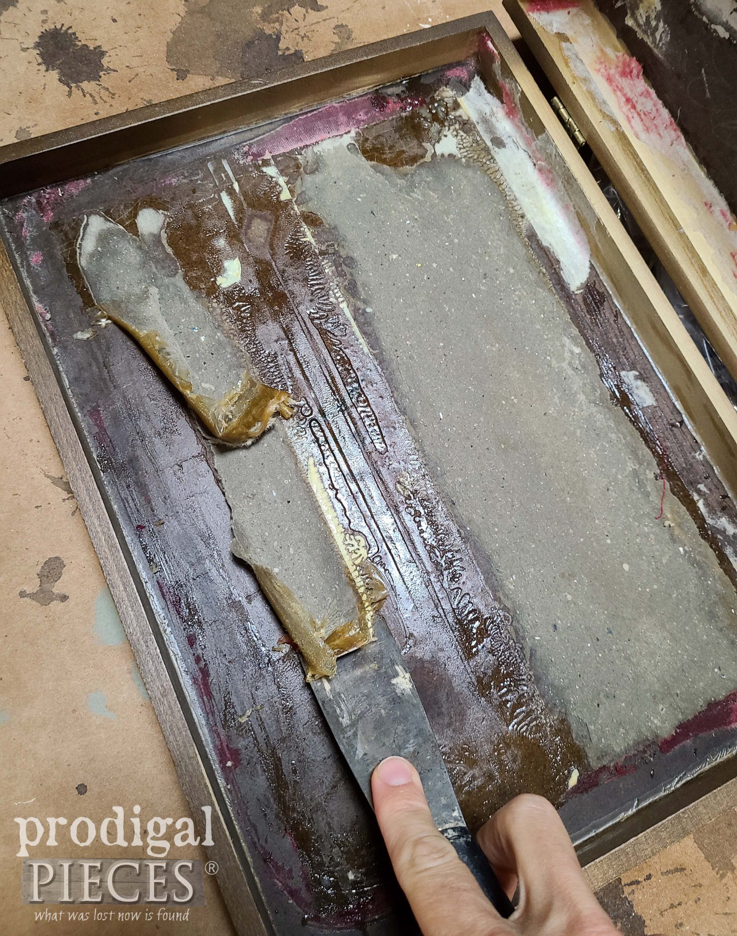 Removing Glue & Paper from Silverware Chest | prodigalpieces.com