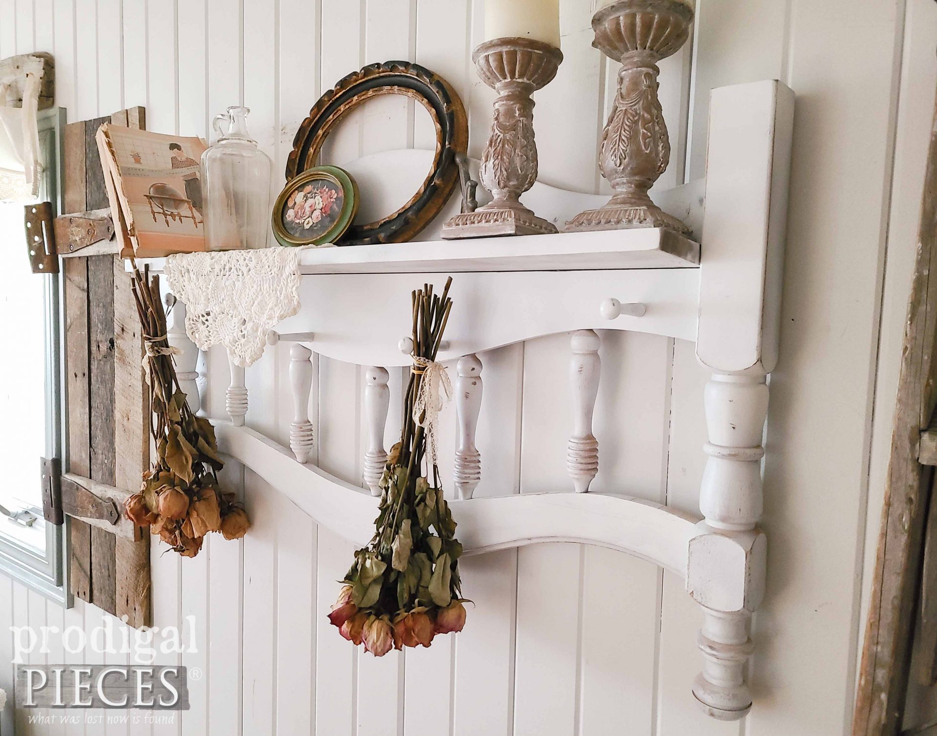 Repurposed Coat Rack Towel Rack from Upcycled Headboard by Larissa of Prodigal Pieces | prodigalpieces.com #prodigalpieces #repurposed #upcycled #furniture #home #diy