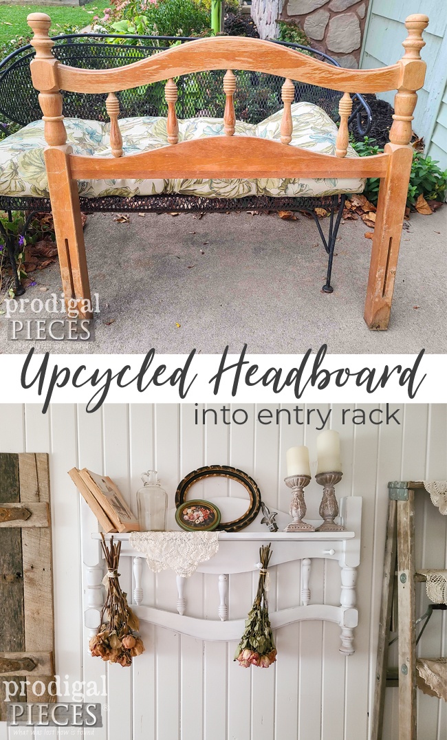Straight from the trash & into the hands of Larissa of Prodigal Pieces. Create an entry rack from an upcycled headboard | prodigalpieces.com #prodigalpieces #upcycled #diy #home #farmhouse #cottage