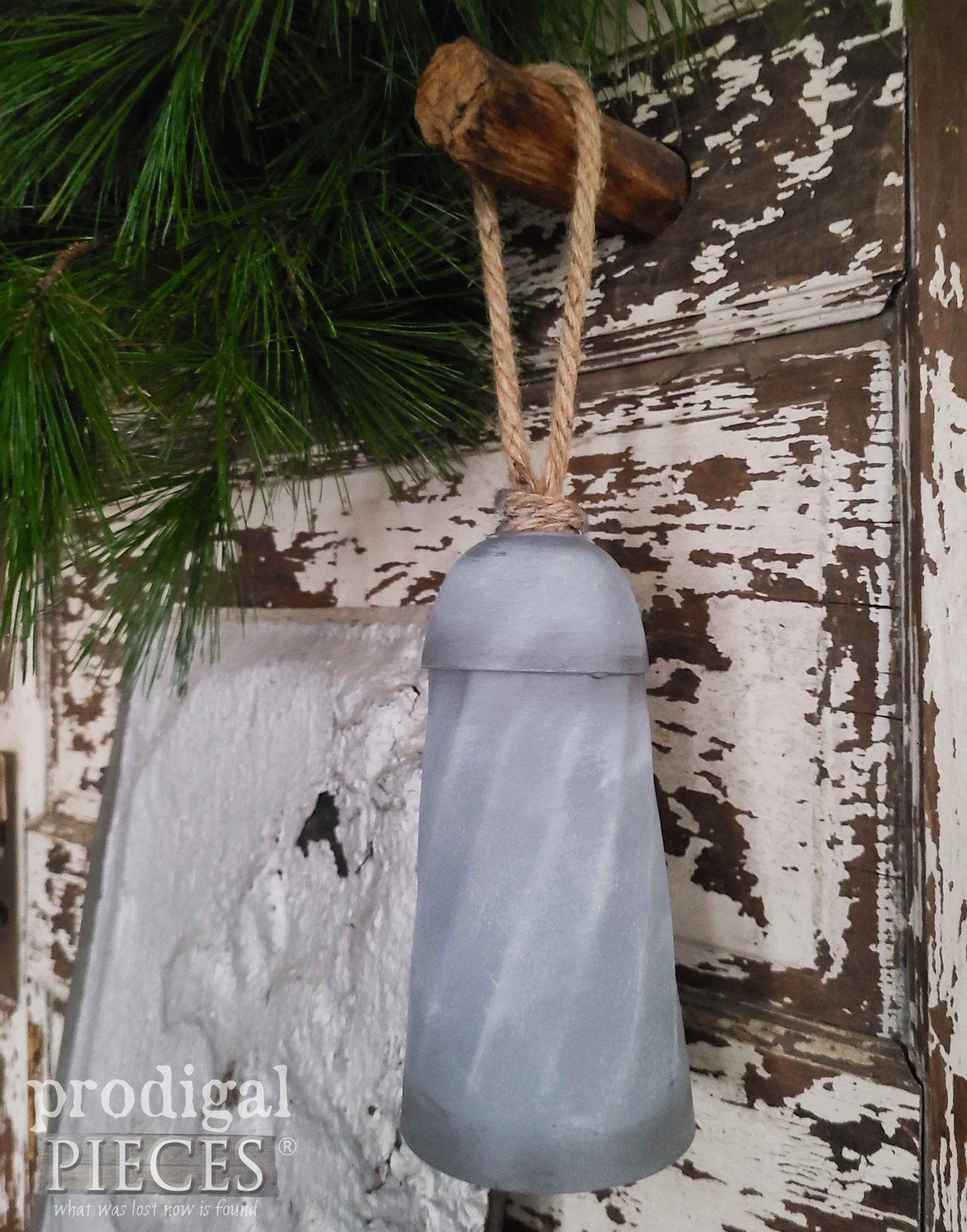 DIY Rustic Farmhouse Christmas Decor Faux Zinc Bells by Larissa of Prodigal Pieces | prodigalpieces.com #prodigalpieces #zinc #diy #christmas #home