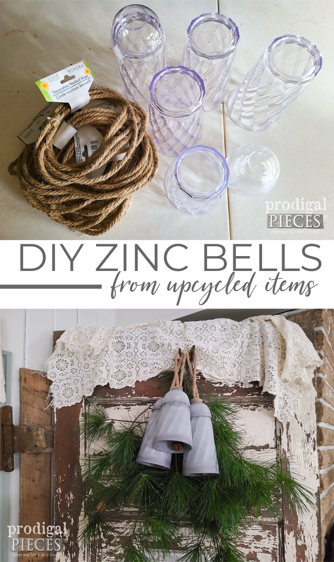 Create your own Christmas decor for farmhouse style with these DIY zinc bells by Larissa of Prodigal Pieces | prodigalpieces.com #prodigalpieces #christmas #diy #crafts #farmhouse