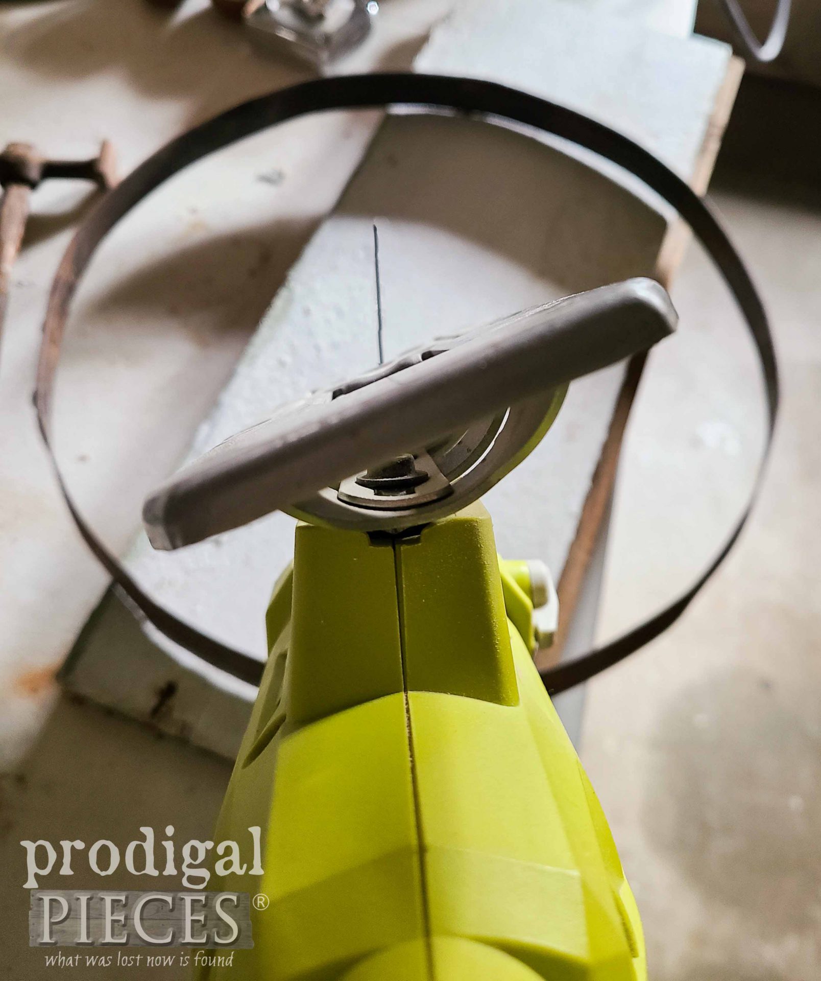 Angled Jigsaw Blade for Reclaimed Barrel Ring Art | prodigalpieces.com #prodigalpieces