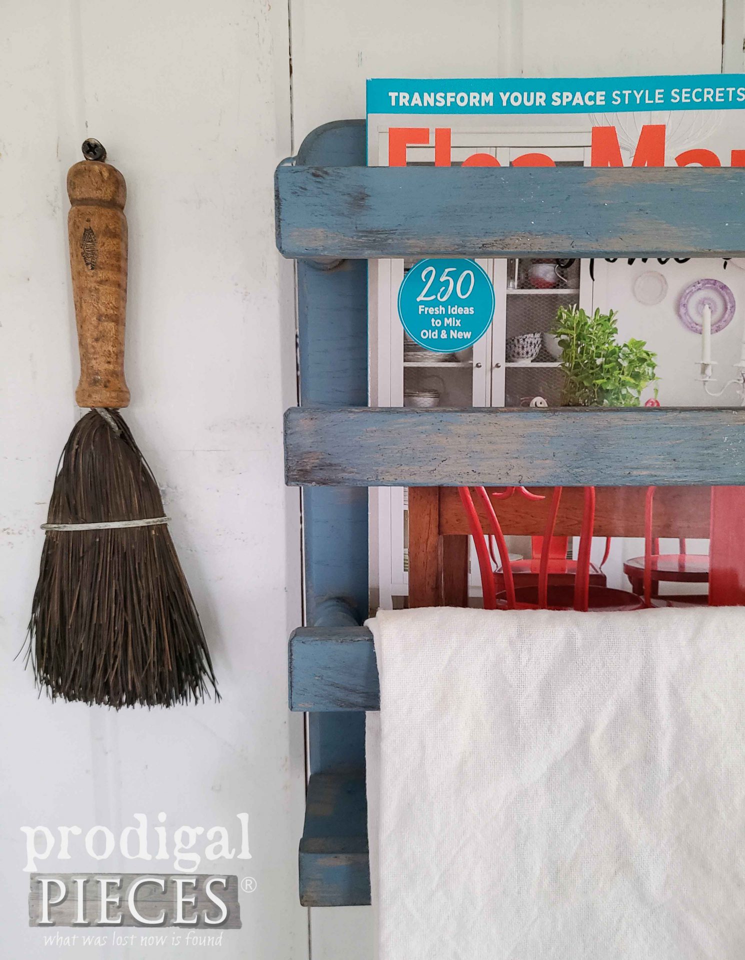 Farmhouse Style Wall Pocket Rack by Larissa of Prodigal Pieces | prodigalpieces.com #prodigalpieces #diy #vintage #cottage