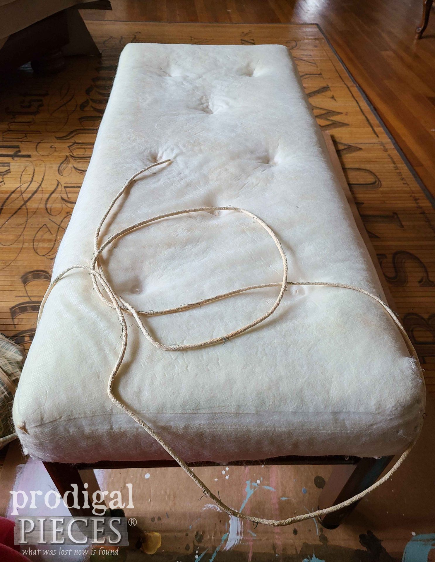 Inside View of Tufted Bench with Upholstery Removed | prodigalpieces.com