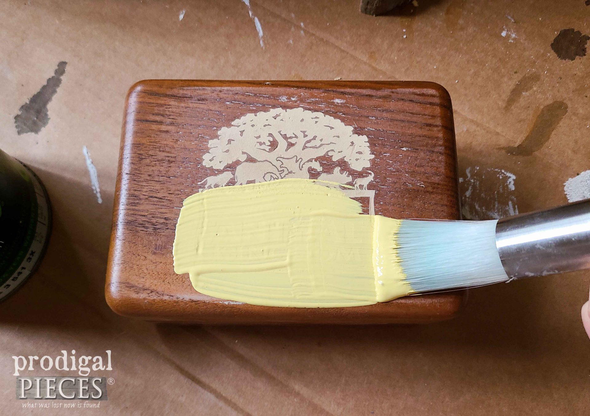 Painting Mini Wooden Box Yellow for Thrifty Farmhouse Makeovers | prodigalpieces.com