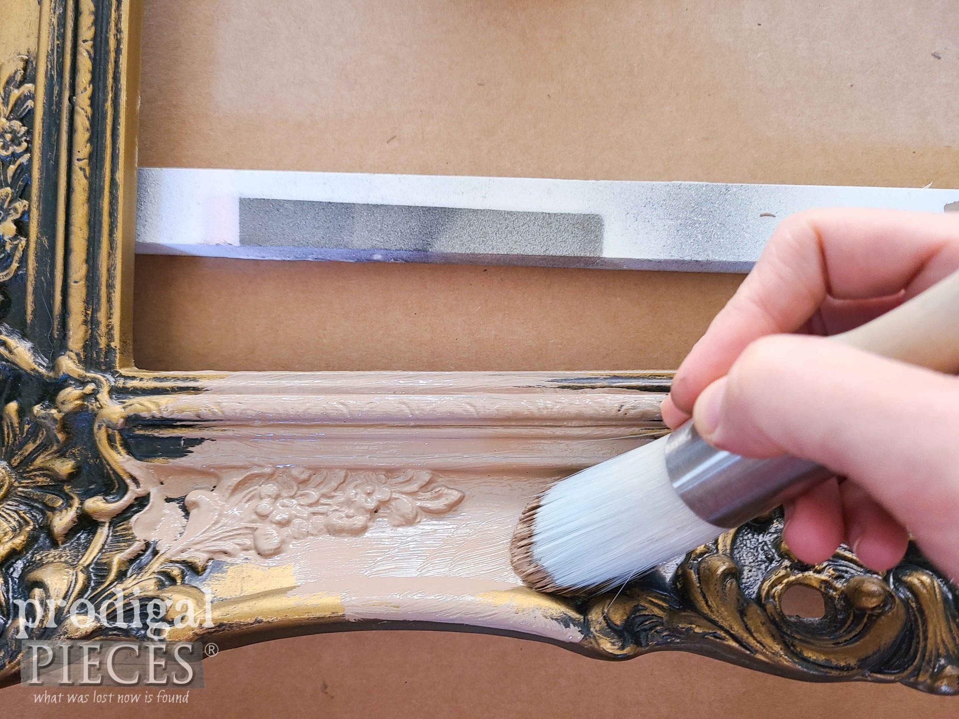 Painting Upcycled Ornate Frame in Base Color | prodigalpieces.com 
