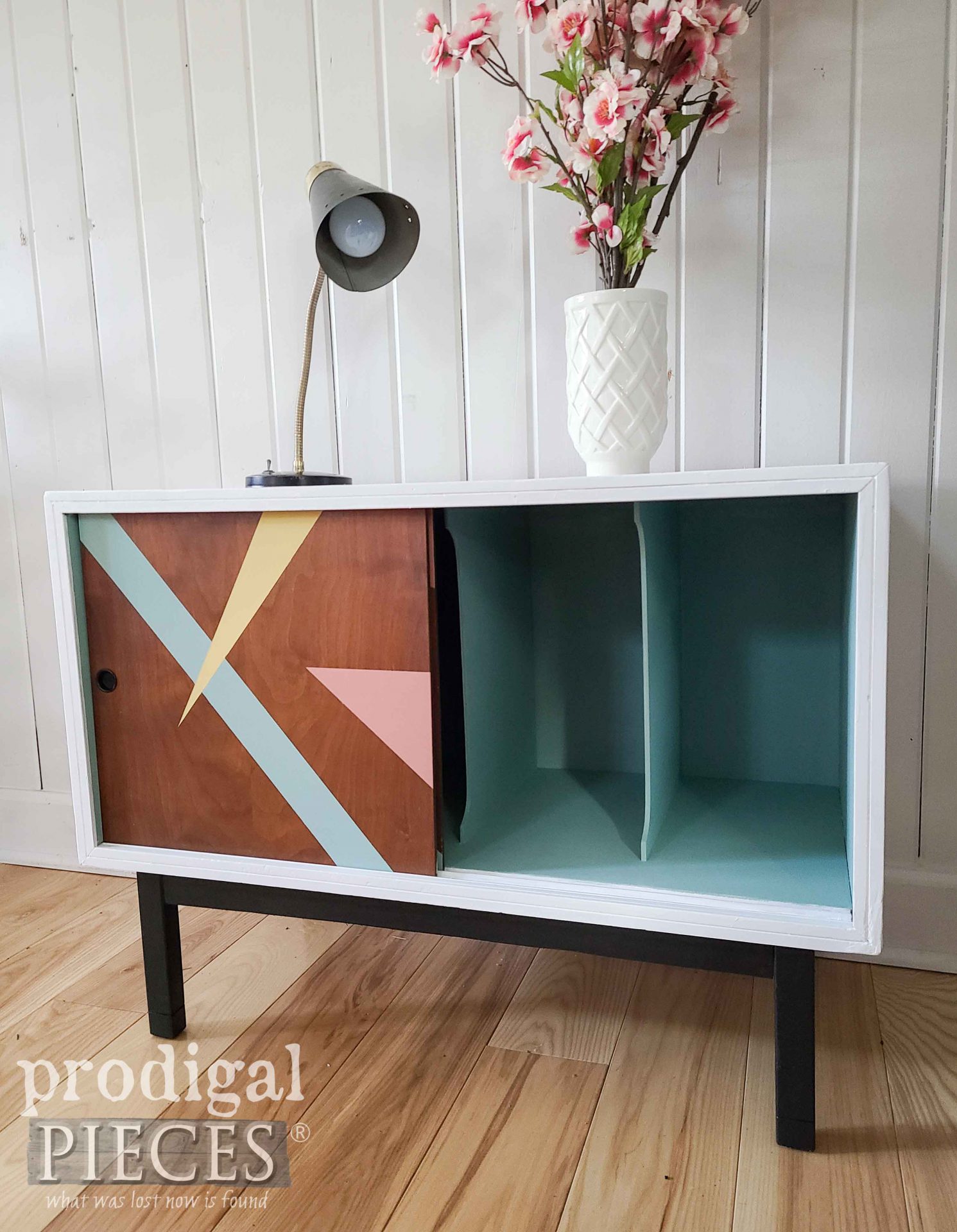 Right Side Open of Vintage Lane Entertainment Record Player Stand by Larissa of Prodigal Pieces | prodigalpieces.com #prodigalpieces #vintage #home