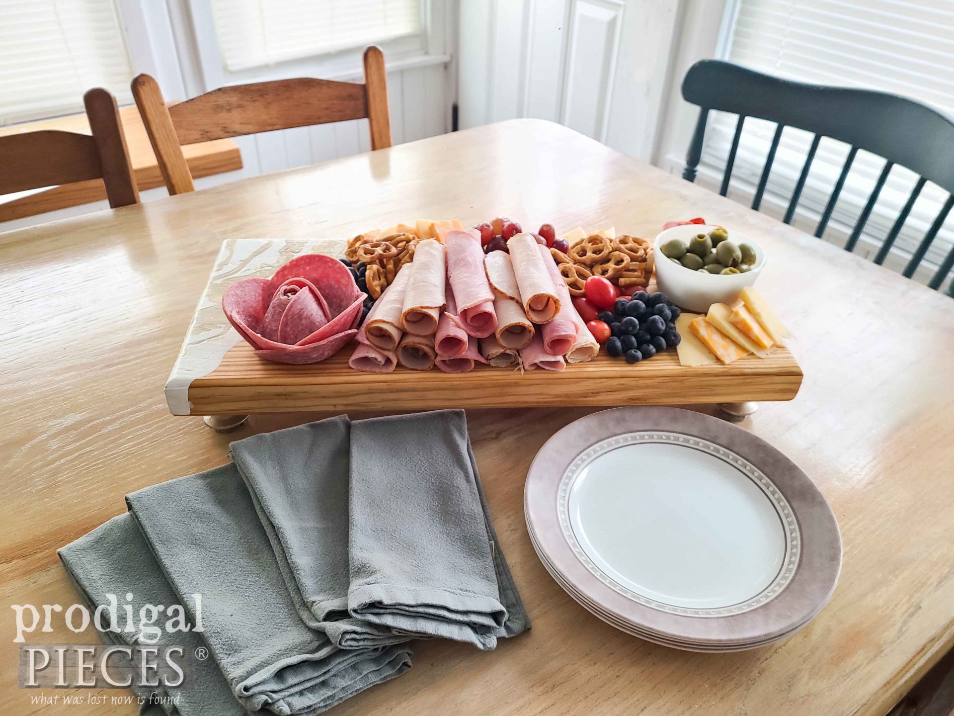 DIY Table Centerpiece Charcuterie Board with all the trimmings by Larissa of Prodigal Pieces | prodigalpieces.com #prodigalpieces #centerpiece #diy #food