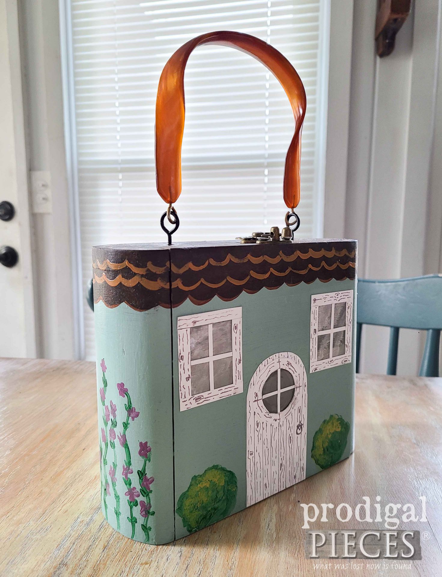 Side View Upcycled Dollhouse from Upcycled Cigar Box by Larissa of Prodigal Pieces | prodigalpieces.com #prodigalpieces #toys #kids #playtime