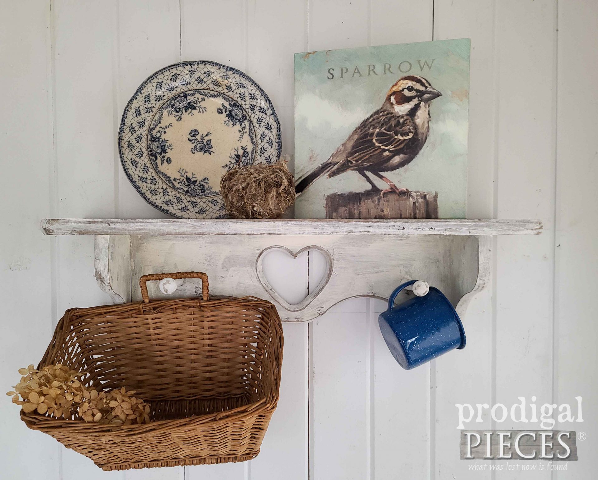 Vintage Shaker Peg Shelf in White Milk Paint as a  part of Thrifty Farmhouse Makeovers by Larissa of Prodigal Pieces | prodigalpieces.com #prodigalpieces #farmhouse #vintage