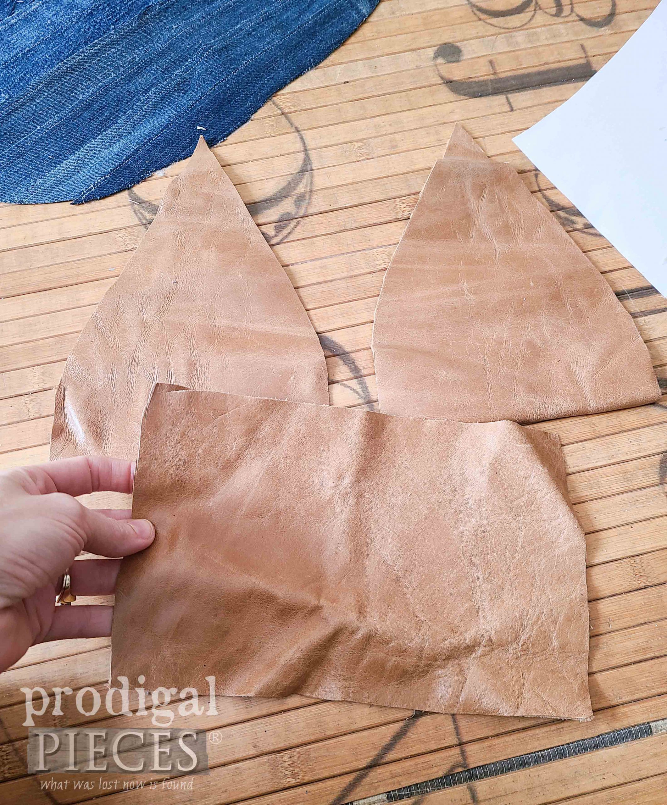 Cut Leather for DIY Denim Bag | prodigalpieces.com #prodigalpieces