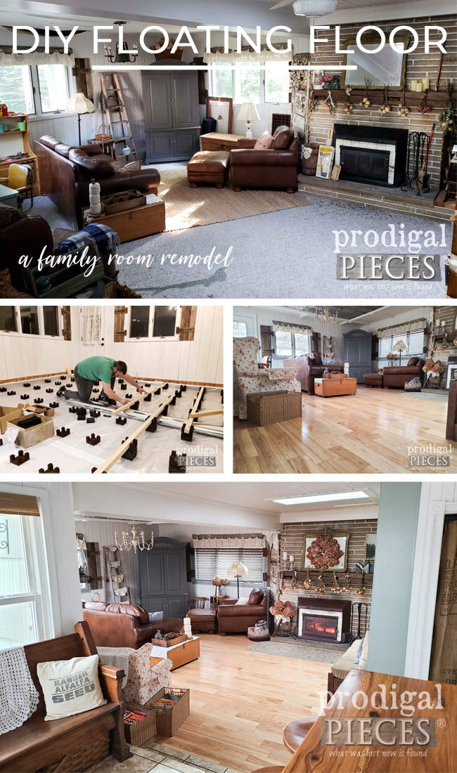 DIY Floating Floor for a Farmhouse Family Room Remodel | prodigalpieces.com #prodigalpieces #diy #floor #home #remodeling #farmhouse