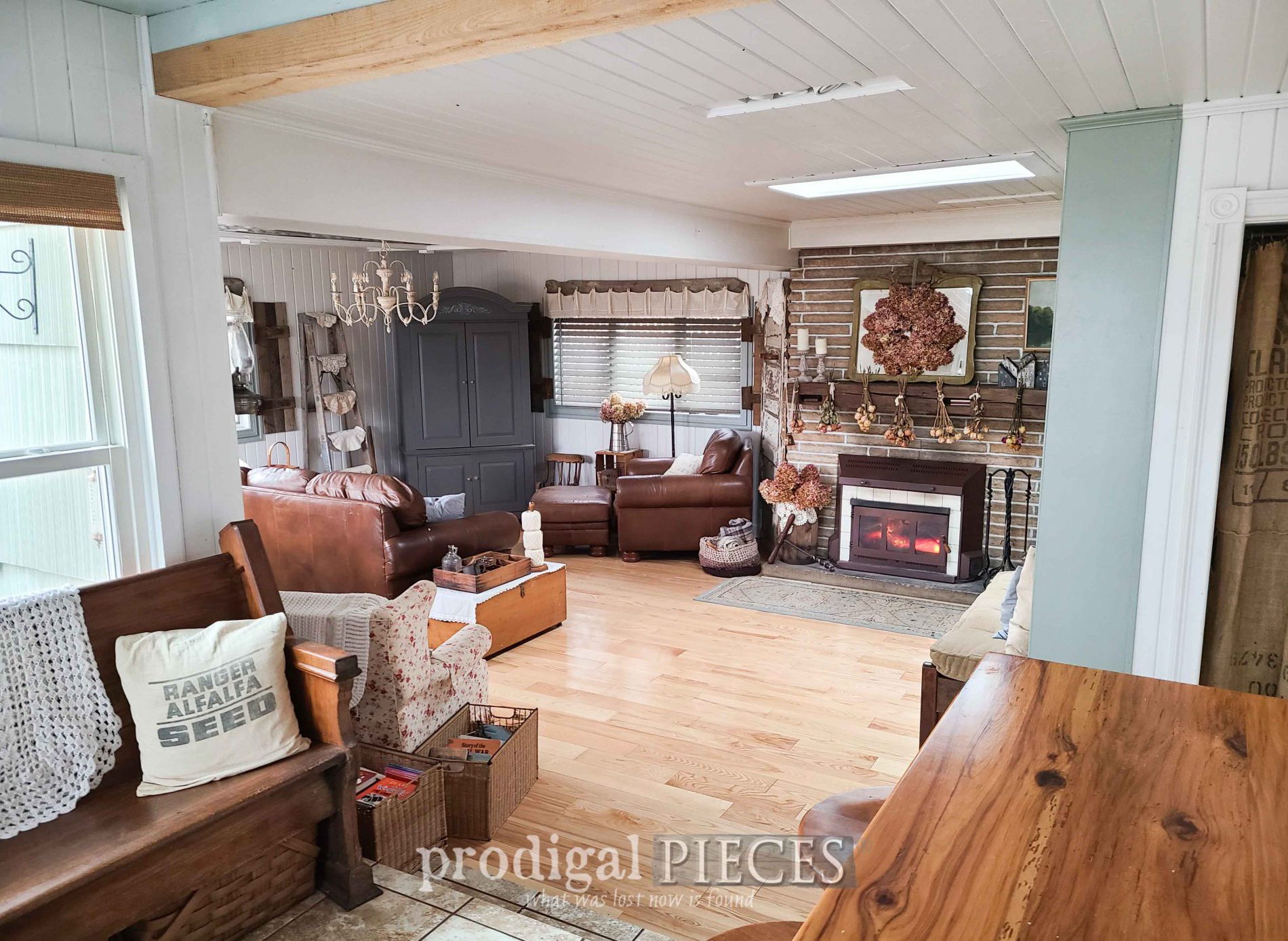Featured Floating Floor in Farmhouse Family Room Remodel by Larissa of Prodigal Pieces | prodigalpieces.com #prodigalpieces #diy #flooring #home #homedecor